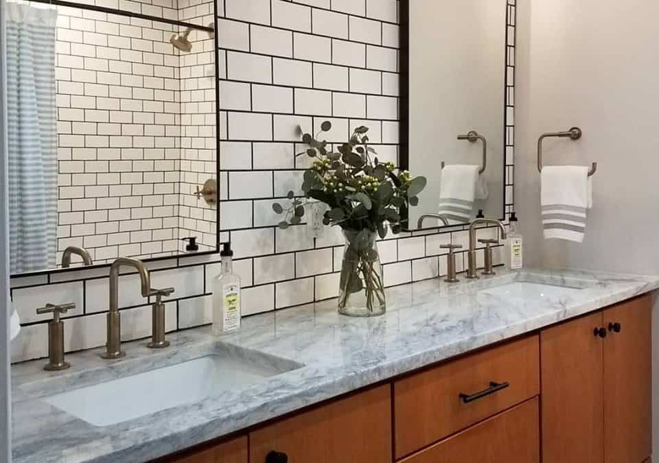 midcentury modern bathroom remodel after from Capitol Kitchens and Baths