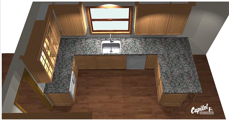 Queensbury Traditional Kitchen 3D layout
