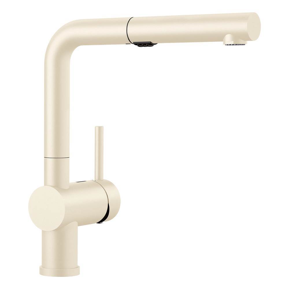 blanco pull out kitchen faucet in white